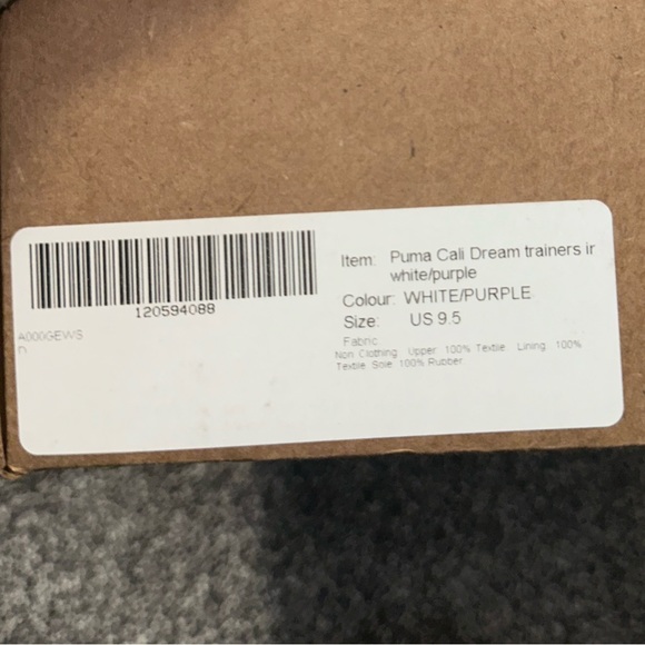 Puma Cali Dream Sneakers in white/purple, Size 9.5. - Picture 6 of 6